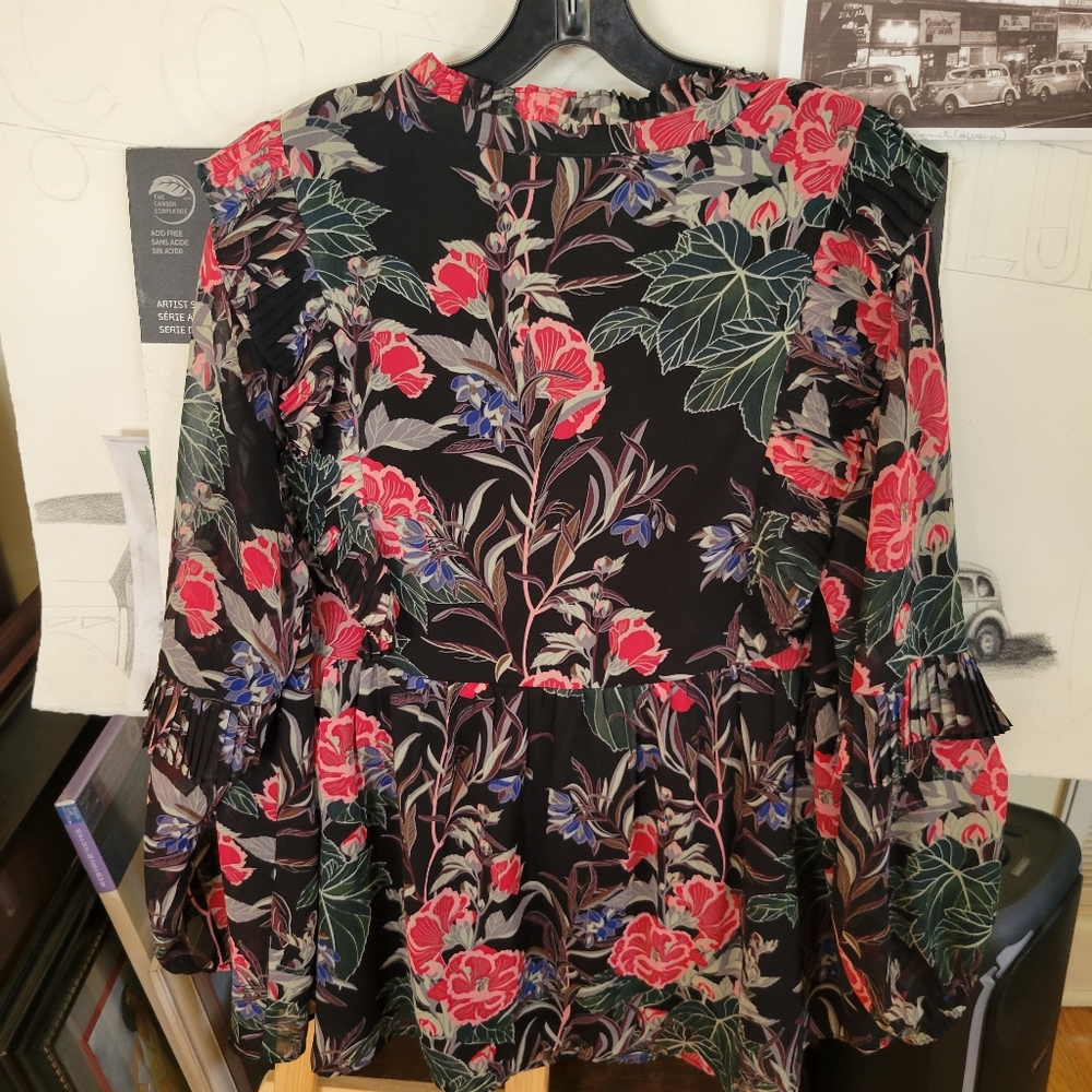 Daniel Rainn Pink Long Sleeve Boxy Blouse by Anthropologie
